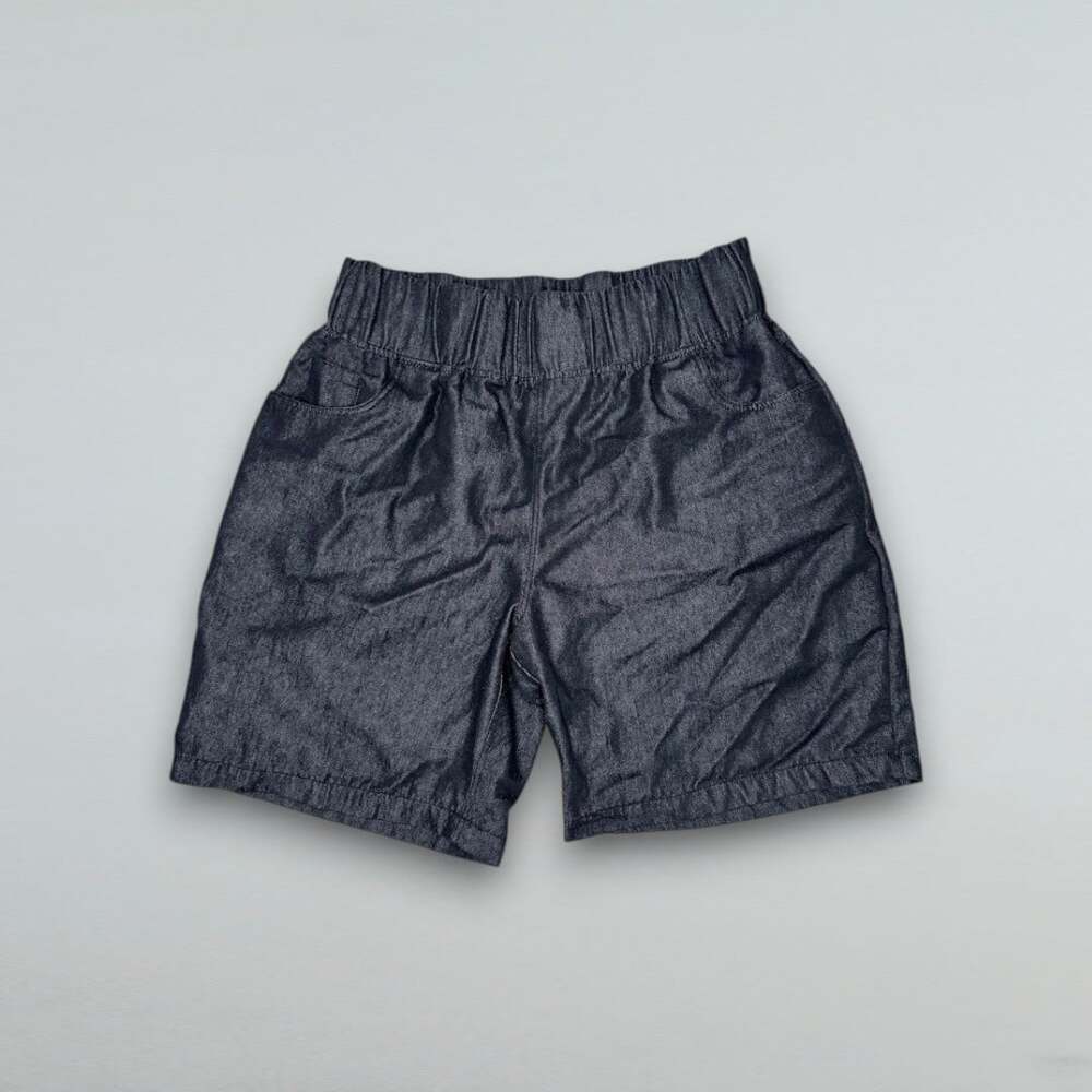 Pull On Denim Shorts Elastic Waist Pockets Casual Dark Wash 3XL